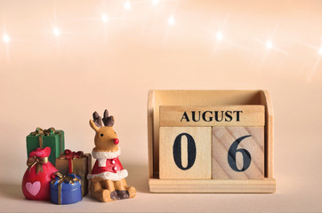 August 6, Christmas, Birthday with number cube design for background.