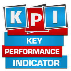 Fototapeta premium KPI - Key Performance Indicator Red Blue Blocks Bottom Text 