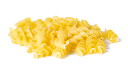 Group of macaroni pasta on white background