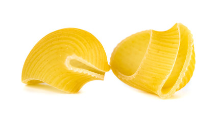 Group of macaroni pasta on white background