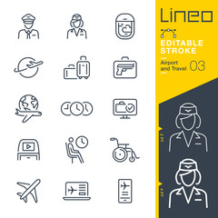 Lineo Editable Stroke - Airport and Travel outline icons - obrazy, fototapety, plakaty