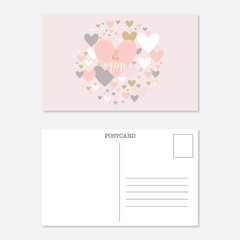 Fototapeta premium Valentine day postcard template, romantic calligraphy card