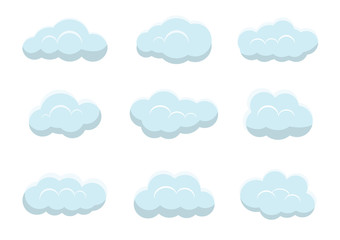 clouds vectors on white background, cloud illustration element flat design for banner