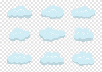 clouds vectors on transparency background, cloud illustration element flat design for banner