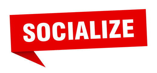 socialize speech bubble. socialize ribbon sign. socialize banner