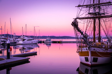 Sail boat at Victoria Dock in Hobart, Tasmania