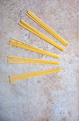 Pasta  linguini spaghetti   laid  out 