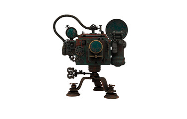 Steampunk camera, science fiction, 3d rendering, 3d illustration