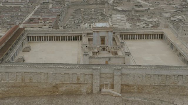 Panoramic view of the Holyland model of Jerusalem