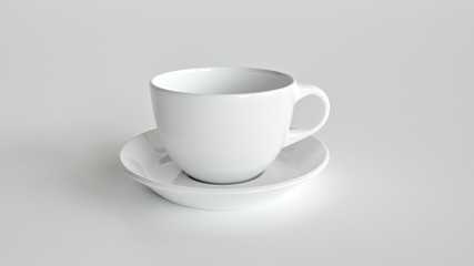 White cup on white background - 3D Rendering