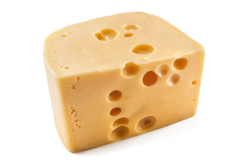 piece of delicious hard cheese on white