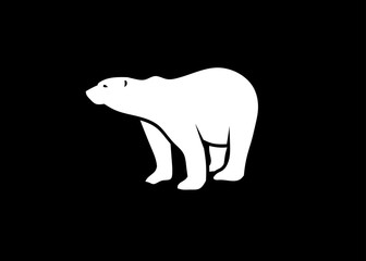 polar bear vector silhouette illustration on black background