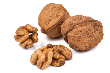 ripe walnut on white