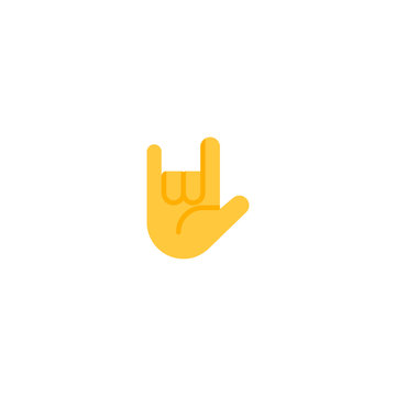Love You Gesture Vector Flat Icon. Isolated Love You Hand Sign, Rock And Roll Hand Emoji Illustration 