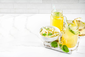 Cold pineapple mojito cocktail