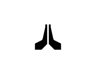 Praying, folded hands vector icon. Isolated namaste hands emoji, emoticon flat colored symbol
