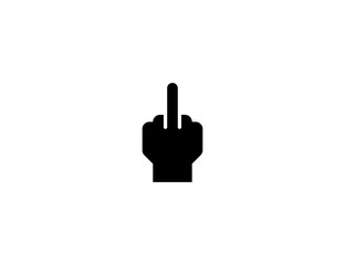Middle finger vector flat icon. Isolated middle finger hand sign, rude, aggressive emoji illustration