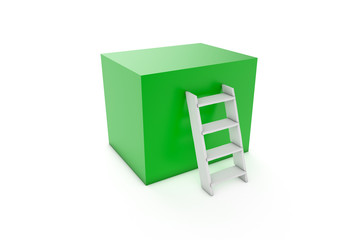 Concept of Ladder to Box on White