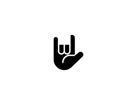 Love You Gesture Vector Flat Icon. Isolated Love You Hand Sign, Rock And Roll Hand Emoji Illustration