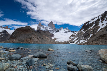 Los Tres Laggon at the foot of the Fitz Roy Peak, Fitz Roy Trek, El Chalten, Patagonia, Argentina