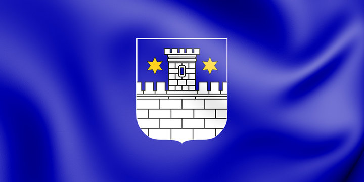 3D Flag of Cakovec, Croatia. 3D Illustration.