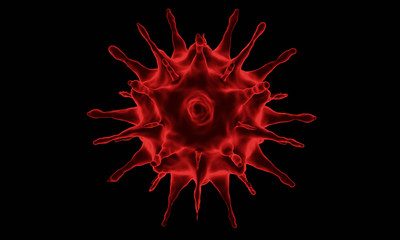Abstract bacteria or virus cell in spherical shape with long antennas. Corona virus from  Wohun , China crisis concept. Pandemic or virus infection concept - 3D Rendering.