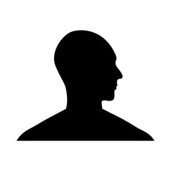 Side view silhouette of a bald man's head