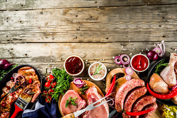Various raw meat ready for grill and bbq