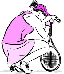 tennis woman player losing gesture vector illustration