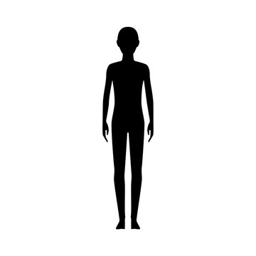 Front view human body silhouette of a teenager. Gender neutral person.