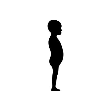 Side view human body silhouette of a toddler.