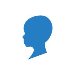 Side view silhouette of a bald toddler's head