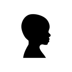 Side view silhouette of a bald toddler's head