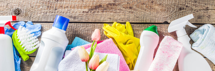 Spring home cleaning and housekeeping background