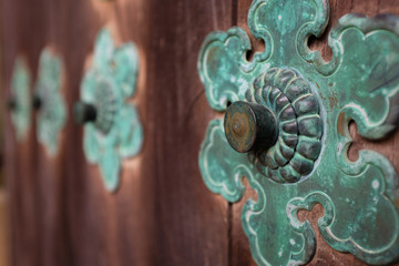 detail of the gate in japanese temple