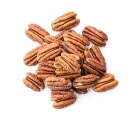 Pecans isolated on white background