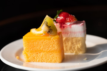 Orange cake and Yoghurt ribbon cheese cake