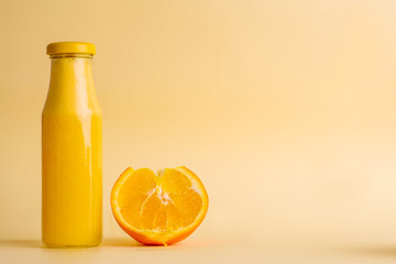 fresh orange with orange on a yellow background