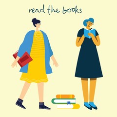 Vector concept illustrations of World Book Day, Reading the books and Book festival in the flat style.