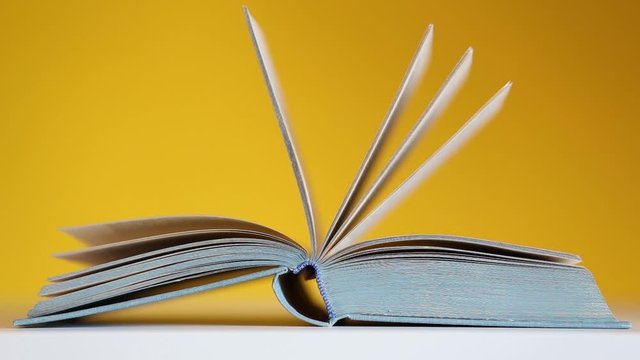wind turns the pages of a book