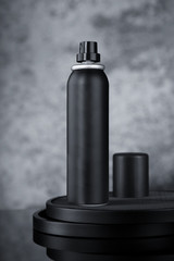 Black Deodorant Hair Spray Aluminum Can for Mockup