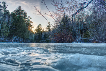 Ice on a river in New Hampshire