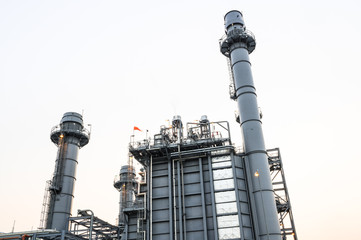 Glow light of petrochemical industry on sunset and Twilight sky ,Power plant,Energy power station area