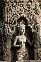 Carving of Apsara wat Angkor Thom, Cambodia.