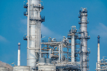 Industrial zone,The equipment of oil refining,Close-up of industrial pipelines of an oil-refinery...