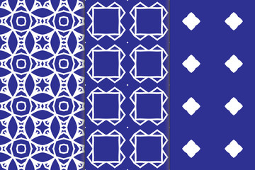 Set of seamless patterns. Stylish graphic patterns on a colored background. Template art textures for printing on fabric, wrapping paper, Wallpaper. Vector ornament