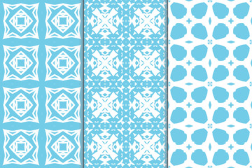 Set of seamless patterns. Stylish graphic patterns on a colored background. Template art textures for printing on fabric, wrapping paper, Wallpaper. Vector ornament