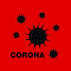 Vector illustration of a corona virus cartoon character in black