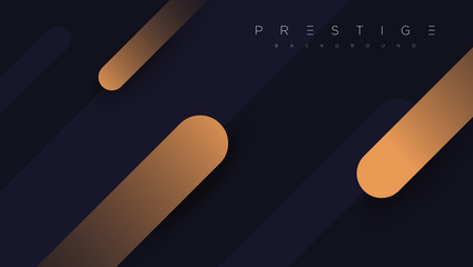 Dark blue premium minimalist background with luxury golden geometric elements triangle, circle etc. Prestige background for poster, invitation card, banner, flyer, cover etc. Vector EPS.