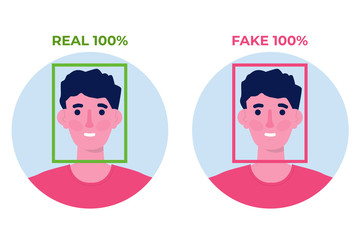 Deepfake, Deep face technology concept. Vector illustration
